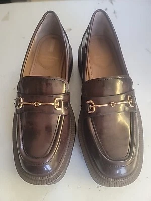 Sam Edelman Laurs Lug Sole Loafers, Chestnut Croc;SIZE US-5 - Image 1 of 4