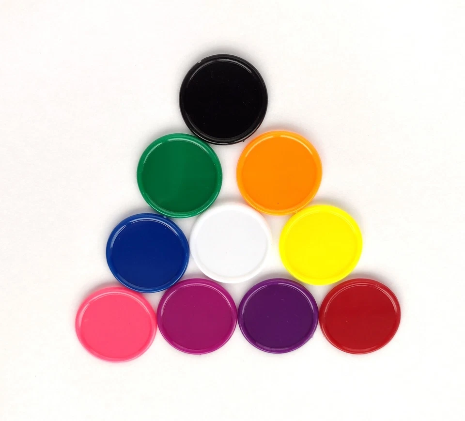 10 Round Plastic Counters Coloured Circle Chips Board Game Tokens Upgrade 25mm - Image 1 of 1