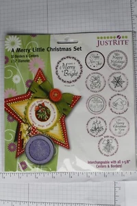 JUSTRITE rubber stamps set - A MERRY LITTLE CHRISTMAS - Snowflakes Bells Candles - Picture 1 of 2