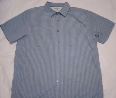 Horny Toad Light Slate Blue Button Front Mens Shirt Large Casual White Striped  - Image 1 of 4