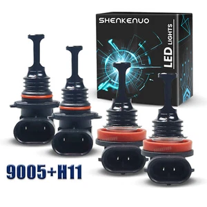4x 9005+H11 LED Headlight Combo High Low Beam Bulbs Kit White brightest Lamps - Picture 1 of 13