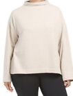Vince Sweater Plus XXL Beige Cotton Blend Funnel Neck Drop Shoulder Pullover