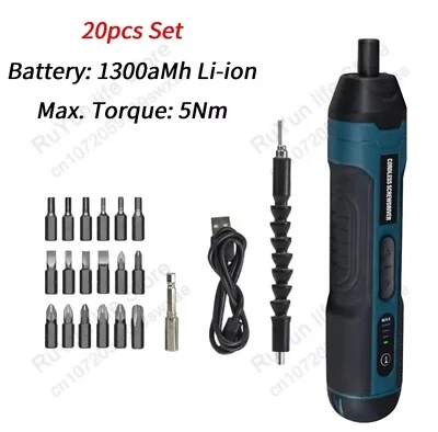 Mini Power Screwdriver Set - 20pc Cordless Electric Kit for Precision Screwing - Image 1 of 4