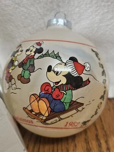 Walt Disney Christmas 1982 9th Limited Ed. Winter Games Glass Mickey Ornament - Picture 1 of 11