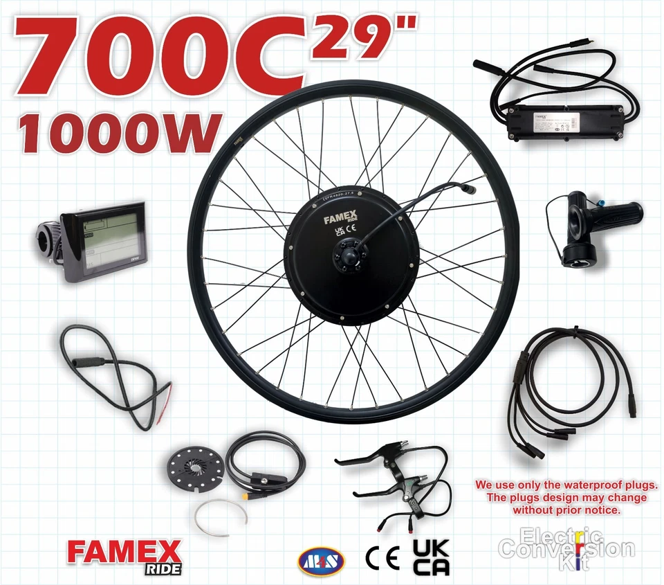 FAMEX Ride Professional Waterproof Rear 48v 1000w Kit 700c