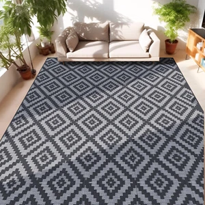 (5'x'8, 6'x9', 9'x12', 9'x18') Outdoor Rugs Patio Mat Reversible RV Camping Rug - Picture 1 of 16