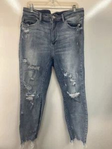 Judy Blue Womens Blue Distressed Denim Jeans Boyfriend Fit 5 Pockets Size 16W - Picture 1 of 15