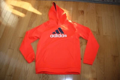 EUC Boy's Adidas Fleece Hoodie Bright Orange Logo Long Sleeve Climawarm XL-18 - Image 1 of 3