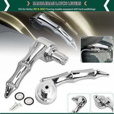 Chrome Rear Saddlebag Latch Handles Lever For Harley Touring Road Street Glide - Imagem 1 de 4