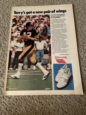 1979 TERRY BRADSHAW SPALDING Football Shoes Poster Print Ad PITTSBURGH STEELERS Cover
