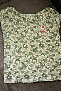 Gymboree SAVANNA SUNSET Vintage NWT 9 Green camouflage sequin top - Picture 1 of 2