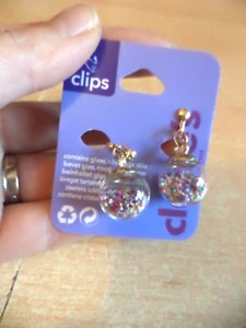 Claire's Accessories GIRLS WOMENS glass glitter bauble CLIP ON EARRINGS xmas b - Picture 1 of 4