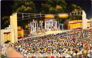 MUNICIPAL OPERA Forest Park ST. LOUIS, Missouri MO linen Postcard - Picture 1 of 2