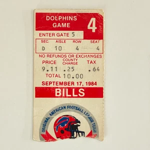 Bills vs Dolphins 9/17/1984 Ticket, Dan Marino 296 Yds, 3 TDs MVP Season - Picture 1 of 5