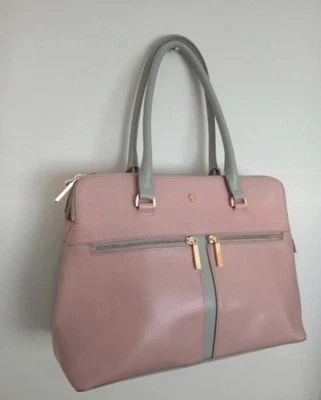 Modalu Pippa Shoulder Bag Grey Pink  Leather Shoulder Grab Bag  MODALU LONDON  - Image 1 of 4