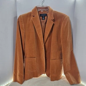 Jones New York Tangerine Velvet Blazer Jacket Stretch Cotton Glam Womens 10p - Picture 1 of 11