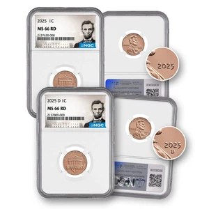 2025 P & D Lincoln Cent NGC MS-66 w/ Abraham Lincoln Label {IN STOCK} - Picture 1 of 5
