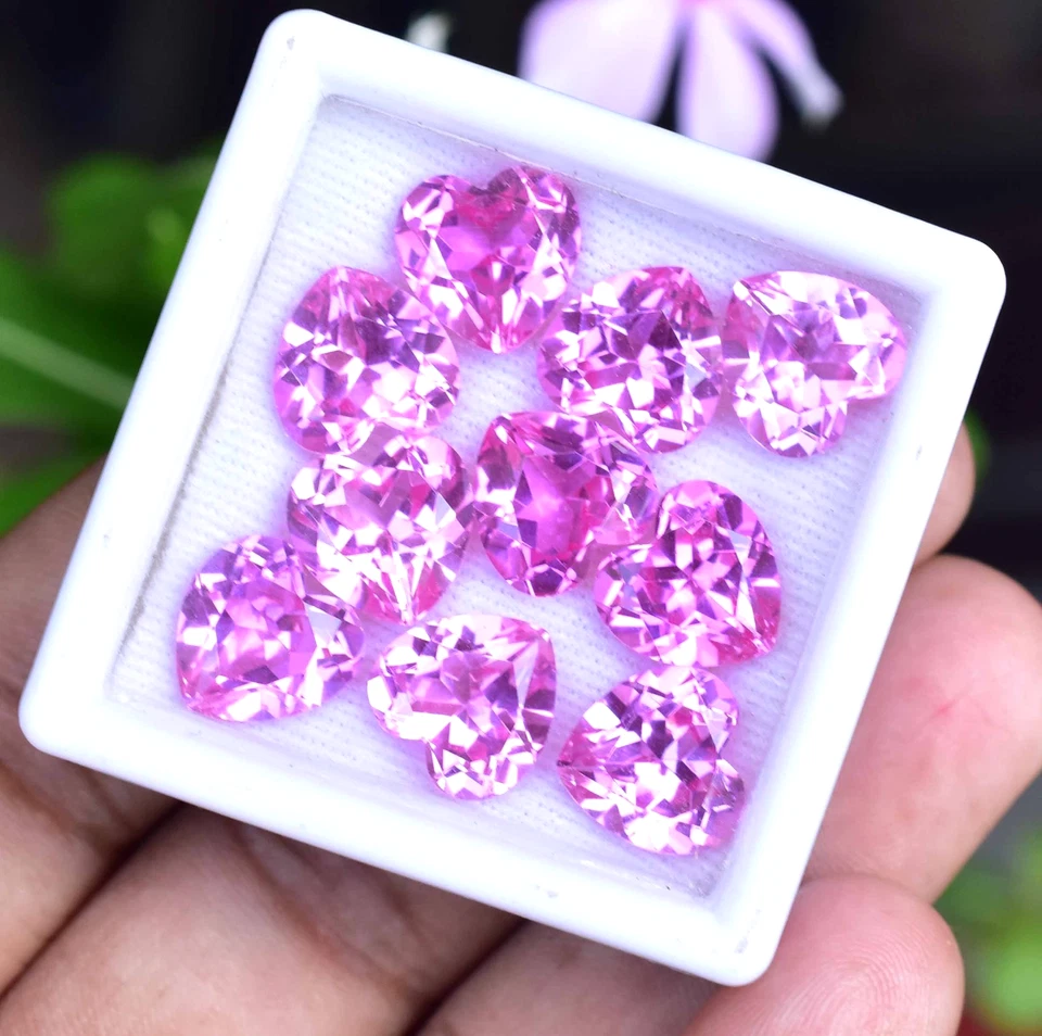 Piedra preciosa suelta impecable certificada corazón rubí rosa Mogok natural de 10 piezas Foto 1 de 4