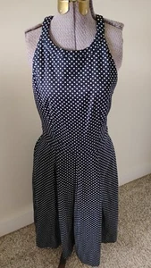 The Limited Dress Women's Navy White Polka Dot Sundress Open Back 6 EUC - Picture 1 of 7
