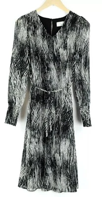 Kaffe Kajenny Damen Kleid 34 Grau Muster Langärmelig V-Ausschnitt Mittellang - Bild 1 von 4