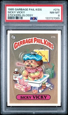 1985 Garbage Pail Kids #21b Sicky Vicky Glossy back Series 1 OS1 PSA 8 - Image 1 of 2