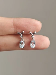 topaz elegant leaf wreath pendant stud Earring - Picture 1 of 4