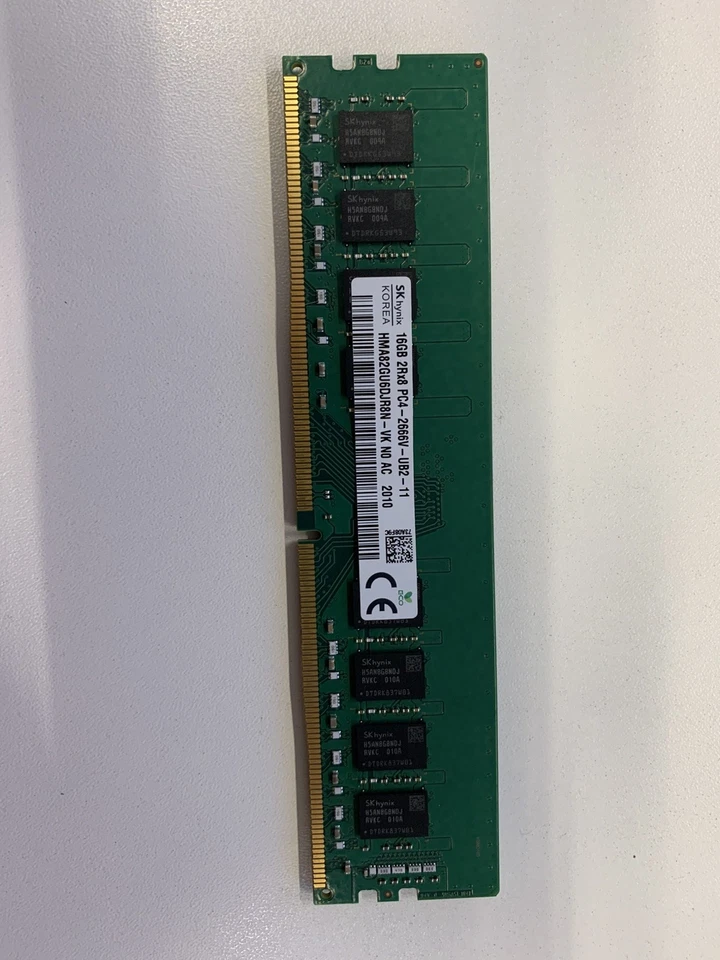 SKhynix 16GB 2Rx8 PC4-2666V DDR4 RAM HMA82GU6DJR8N - VK NO AC 2010 - Image 1 of 2