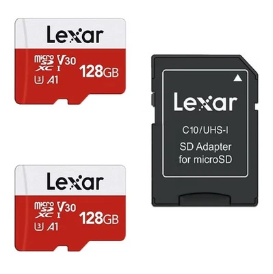 NEW Lexar E-Series 128GB Micro SD Card 2 Pack, microSDXC UHS-I Flash + Adapter - Image 1 of 4