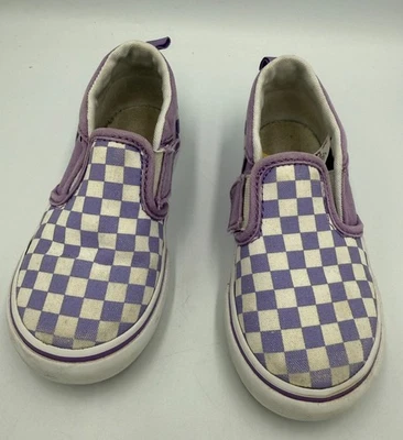 Zapatos Vans sin cordones a cuadros morados talla niño 8 Foto 1 de 4