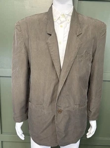 Vintage Rare Bmax 100% Silk Oversized Blazer M Brown Boxy One Button Jacket 80s 90s - Bild 1 von 12