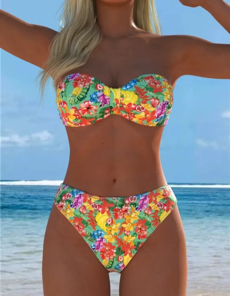New bright floral strapless bikini size 16 - Image 1 of 3