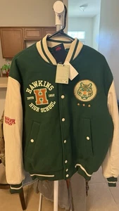 MEDIUM MENS H&M STRANGER THINGS HAWKINS HIGH SCHOOL TIGERS HEAVY VARSITY JACKET - Picture 1 of 3
