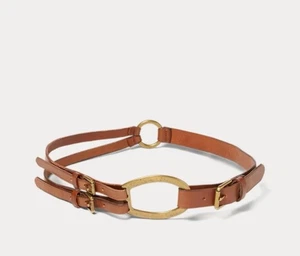 Ralph Lauren Tri Strap Braun Gold Ledergürtel Größe Small RLL - Bild 1 von 7
