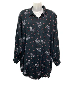Vintage Stephanie Thomas Sport Button up Shirt Long Sleeve Terrier Dog Black 14 - Picture 1 of 11