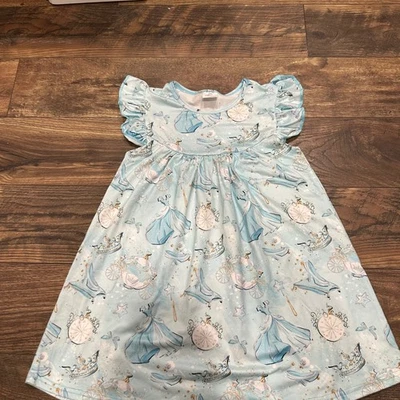Disney Princess Cinderella Dress Girl Size 7-8Y Blue Ruffle Sleeve Magic Wand - Image 1 of 4
