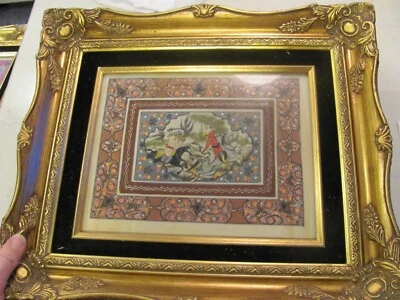 Pintura al óleo persa original Pollo firmada Rila Lehir Los cazadores miniatura Foto 1 de 4