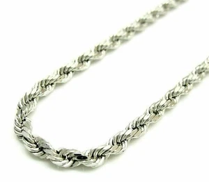 Solid 925 Sterling Silver Italian Rope Chain Mens Necklace 3.5mm - Diamond Cut - Picture 1 of 10