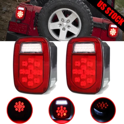 2X Luces traseras LED Luces de freno traseras Tope de giro Inverso para Jeep Wrangler TJ CJ JK Foto 1 de 4