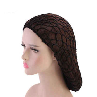 Women Ladies Soft Rayon Crochet Hairnet Wide Band Mesh Snood Hair Net Knit Hat` - Image 1 of 4