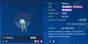 Shiny Meloetta Hyper Trained Tera Type: Fairy Pokémon Scarlet and Violet - Picture 1 of 3