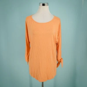 Soft Surroundings Size Medium M Adrift Orange 3/4 Knot Tie Sleeve Knit Tunic Top - Picture 1 of 6