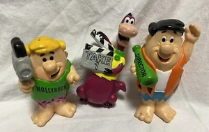 Vtg Hanna Barbera Flintstones HollyRock Lot 3 Figures 4" Fred Barney DINO 1992 - Picture 1 of 8