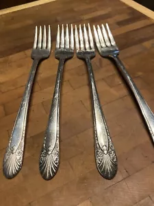 4 GRILL Forks CROWN RADIANCE 1930s International Silverplate Flatware BEAUTIFUL - Picture 1 of 3