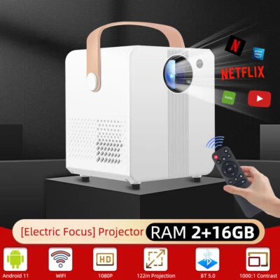 Electric Focus 4K 1280P Mini Projector LED WiFi Bluetooth Portable Home Theater - Image 1 of 4