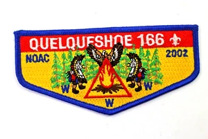 OA Quelqueshoe Lodge #166 NOAC 2002 Boy Scouts Flap Patch Bordo Blu - Foto 1 di 5