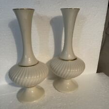 ⭐️Pair Of LENOX Savoy Collection-7” Fluted Bud Vase-Gold Trim