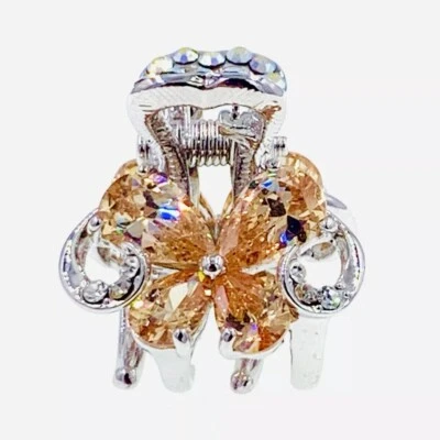 Butterfly Hair Claw Jaw Clip use Swarovski Crystal Hairpin Elegant Brown S21 - Image 1 of 3