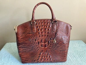 Brahmin Duxbury Satchel In Pecan Melbourne Crocodile Leather - Picture 1 of 20