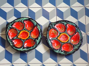 GABRIEL FOURMAINTRAUX 2 AUSTERNTELLER KERAMIK-DESVRES-DESIGN 70er - Bild 1 von 5