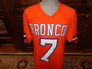 VINTAGE 80'S Rawlings Orange Denver Broncos #7 John Elway Screen Jersey Fit Sz L - Picture 1 of 11